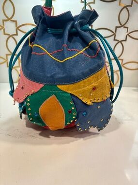 Vintage Samir Studded Bucket Bag Genuine Leather Purse Made In USA